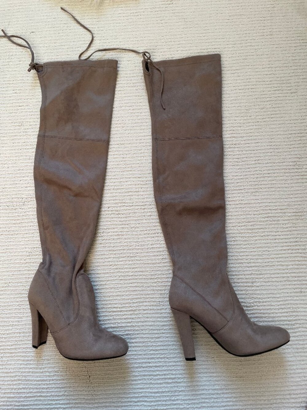 Steve Madden Knee-High Taupe Suede Heels